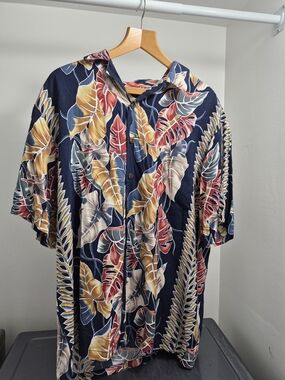 Men's Navy Tropical Print Shirt Jacket